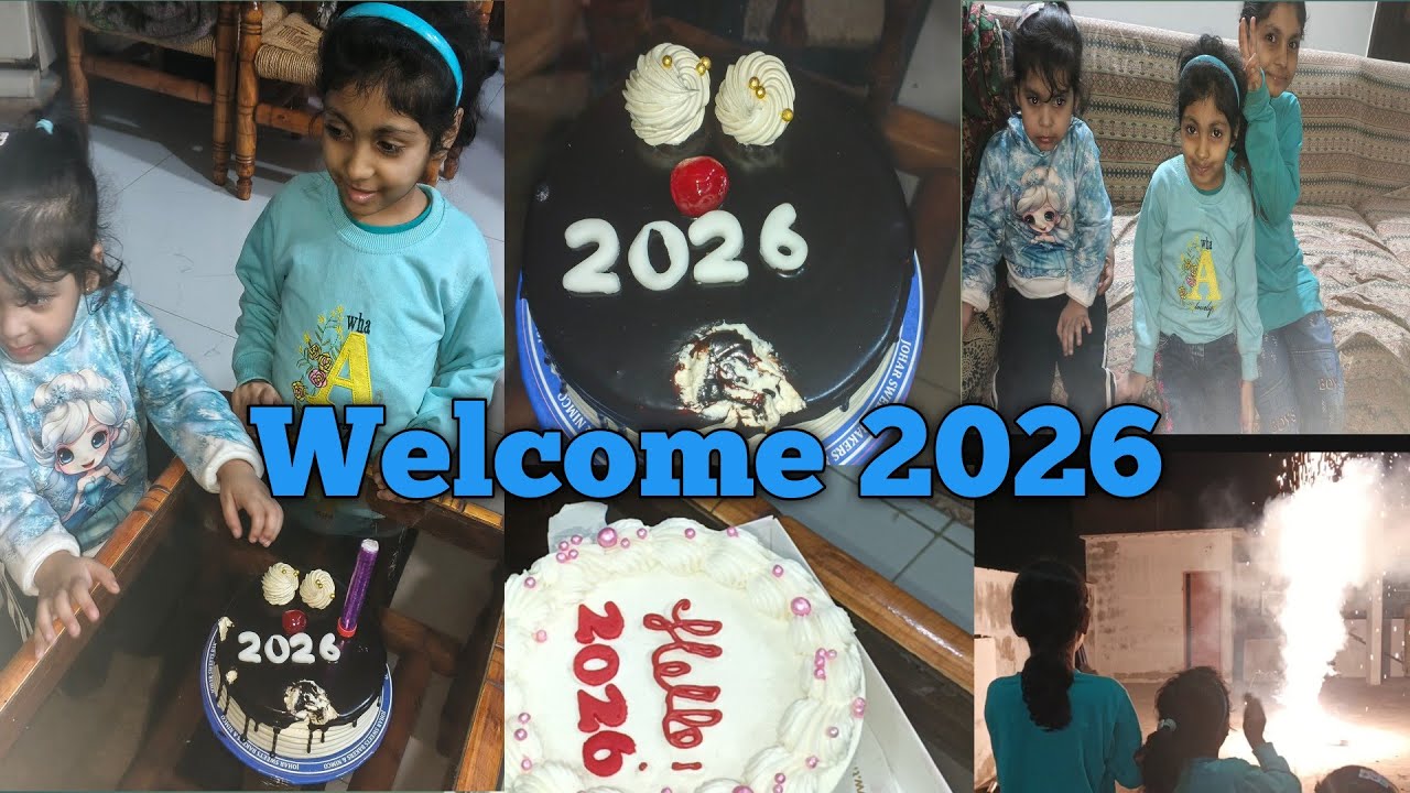 New year celebration Mirha ksath😘 welcome 2026|Cake cut Kya #cakedecorating #enjoy #cake 