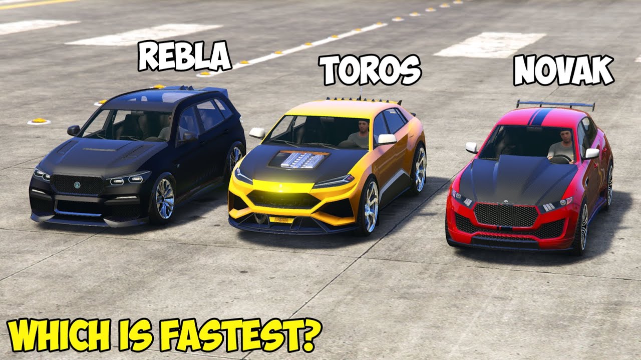 GTA 5 - LAMPADATI NOVAK vs PEGASSI TOROS vs REBLA GTS - Which is Fastest?