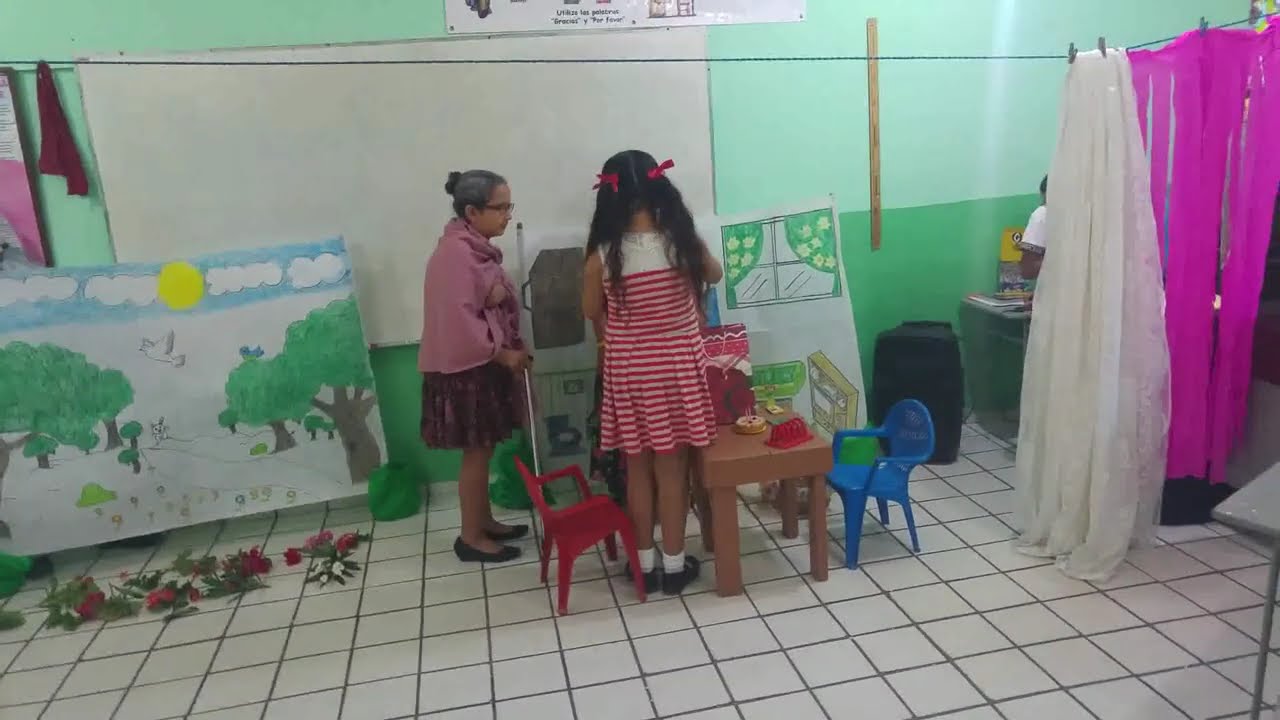 Caperucita roja y el lobo feroz parte 1...Obra de teatro por alumnos de 5°