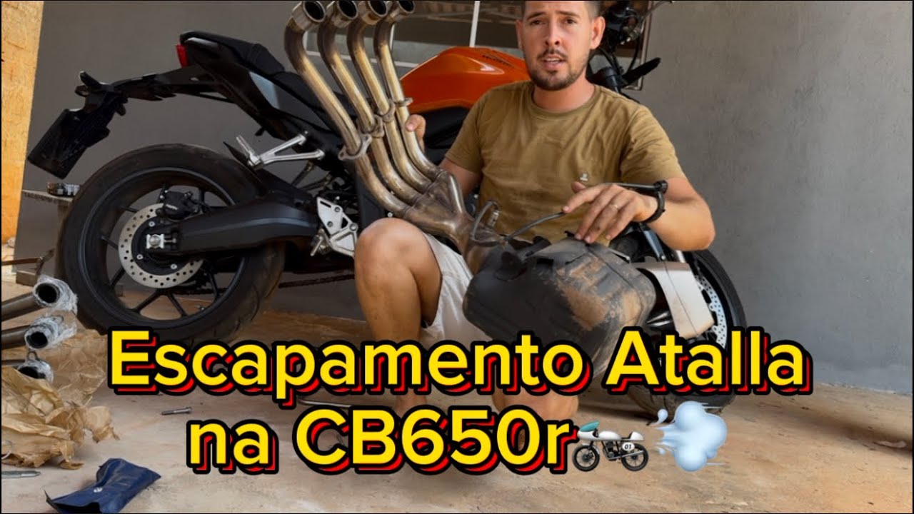 Como instalar escapamento esportivo Atalla na CB650r!🏍️💨 #eclutch  #cb650r  #atalla 