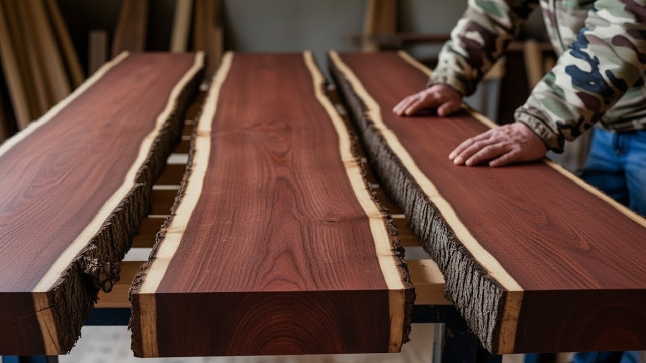 Don't Believe Let's See: Unique Red Wood and Wild Design // Woodworking Skills Build Dining Table