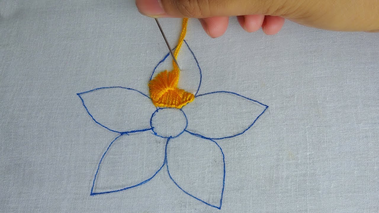 hand embroidery fancy flower stitch tutorial, new modern flower work for dress