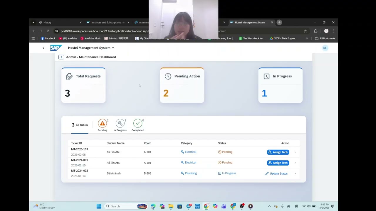 Hostel Management System- Maintenance Request