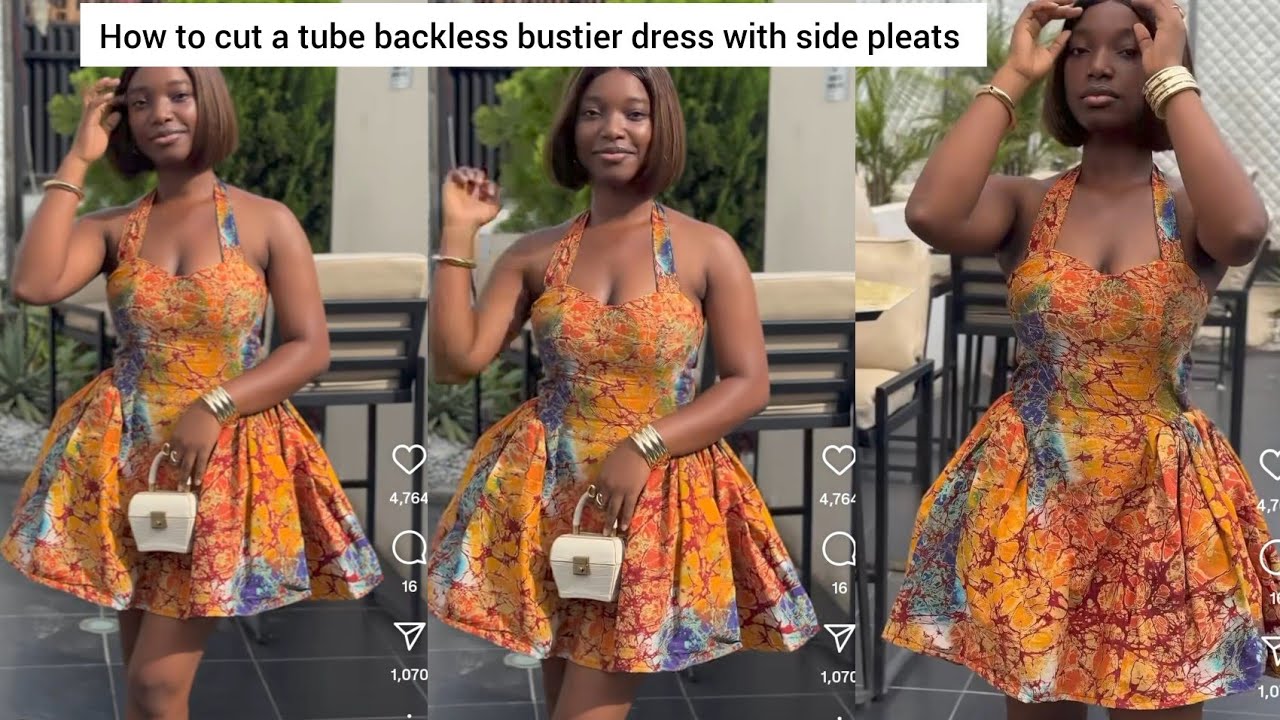 HOW TO CUT A TUBE BURSTIER DRESS WITH SIDE PLEATS #how  #tutorial 