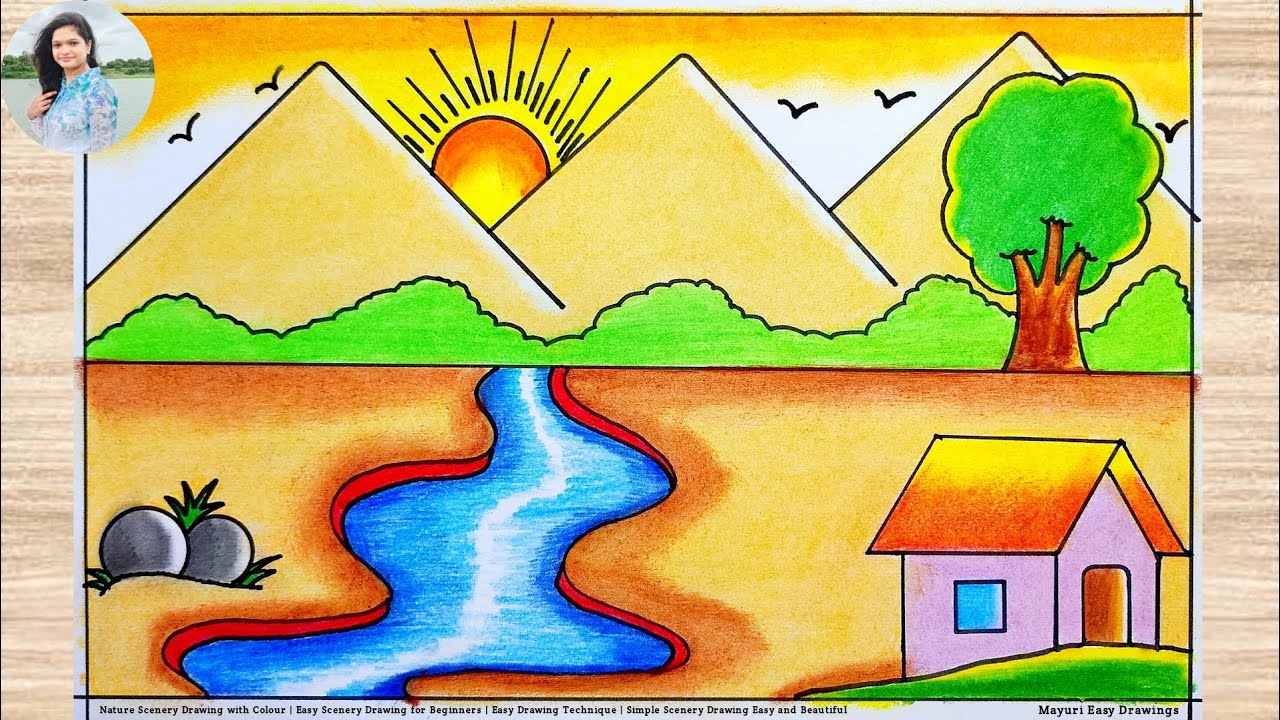 Easy Nature Scenery Drawing | Beautiful Landscape Drawing for Beginners | Step by Step Tutorial
