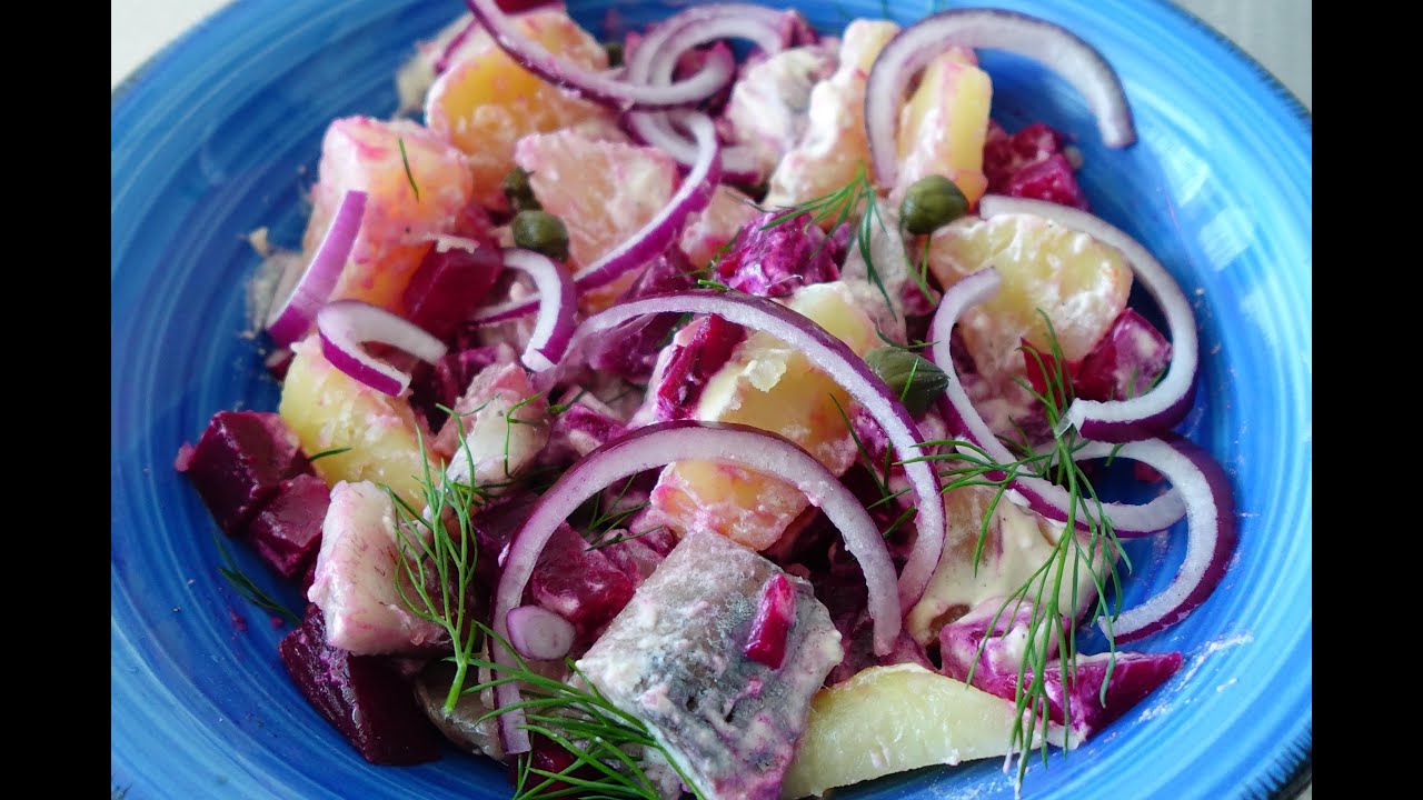 haringsalade met bieten uit eigen moestuin