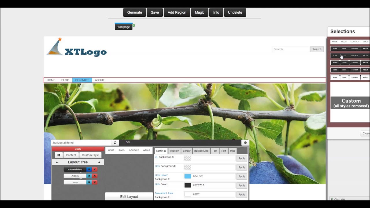 Demo 1: XTcanvas Theme Builder Demo