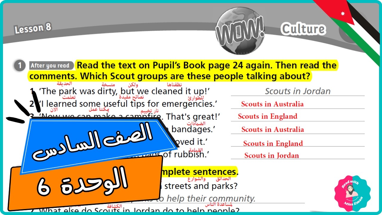 سادس حل كتاب التمارين انجليزي صفحة 19 الوحدة السادسة | الفصل الثاني