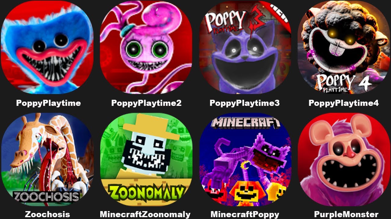 Zoochosis Mobile Steam,Zoonomaly Minecraft,Poppy Playtime Chapter 4+3+2+1,Poppy Playtime 3 Minecraft