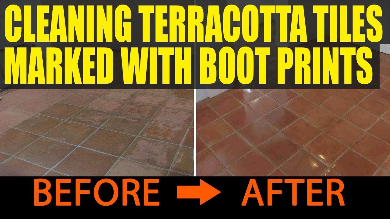Cleaning Terracotta Tiles Marked With Dirty Boot Prints