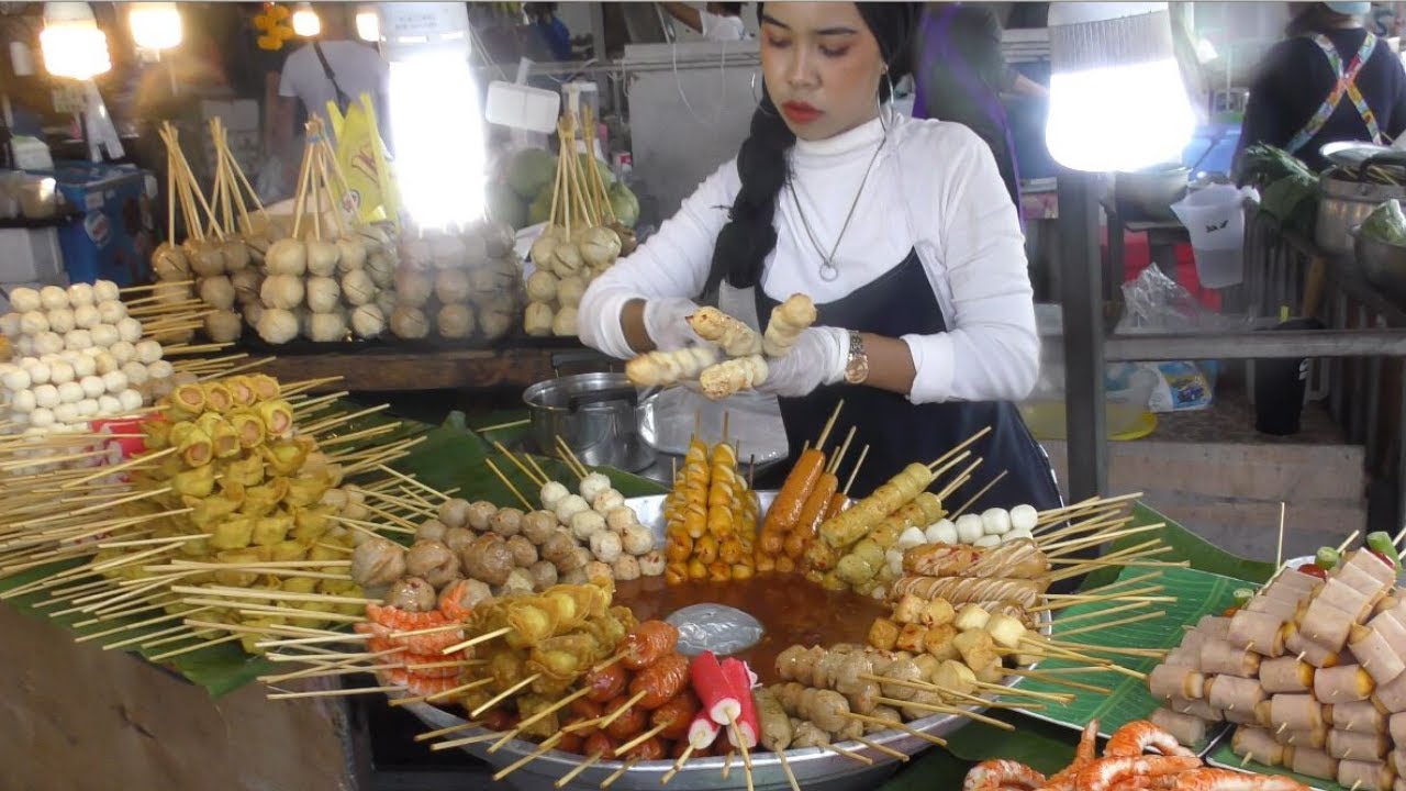 Thailand Street Food. Naka Market in Phuket. The Weekend Market