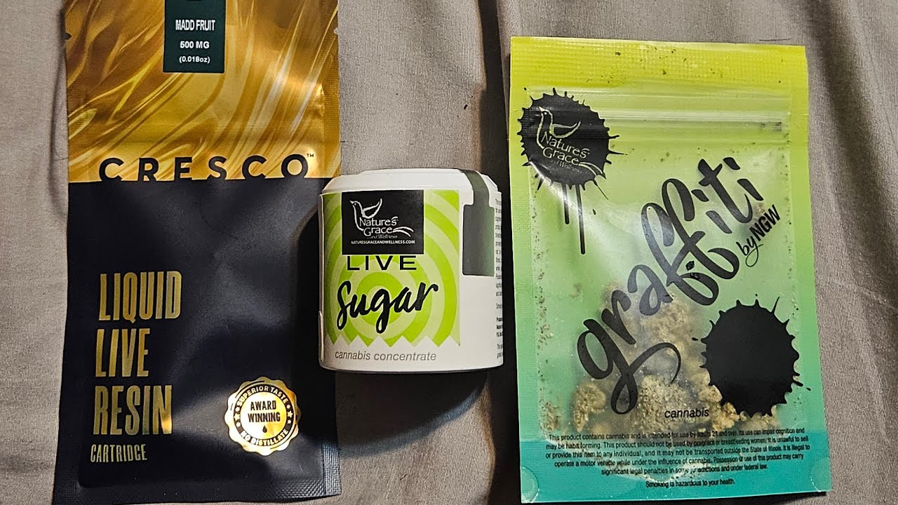 GMO S1 SUGAR + HASH BURGER by NATURES GRACE AND WELLNESS + MADD FRUIT LIVE RESIN CART BY CRESCO