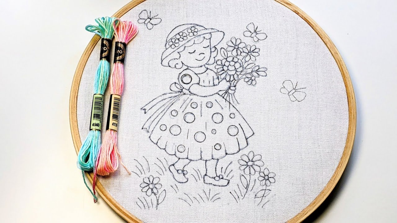 LITTLE GIRL HAND EMBROIDERY DESIGN FOR BEGINNERS 
