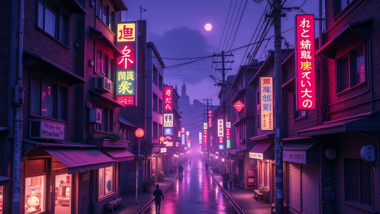 Ночь Ностальгического Города и Атмосфера Японского Неона - Расслабляющий Лофи Дождь Плейлист