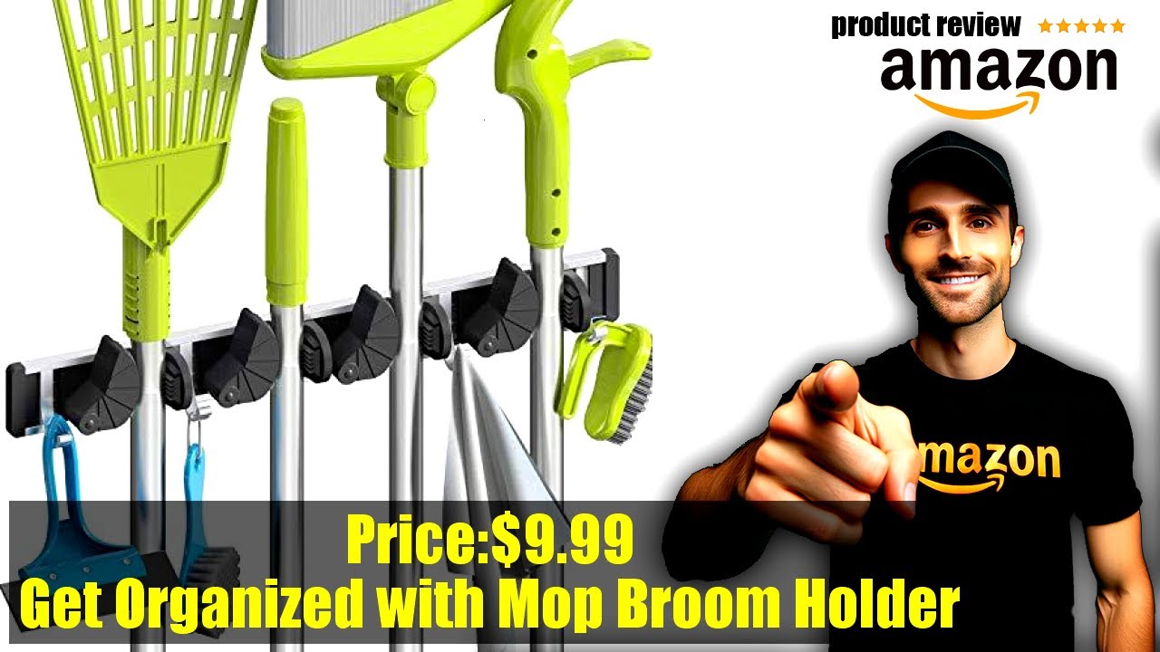 Buy For Home | Mop Broom Holder Wall Mount Metal Pantry Organization and Storage Garden Kitchen Tool