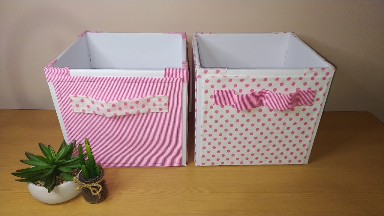 Como hacer cajas organizadoras de CARTÓN forradas con tela /Ideas Creativas