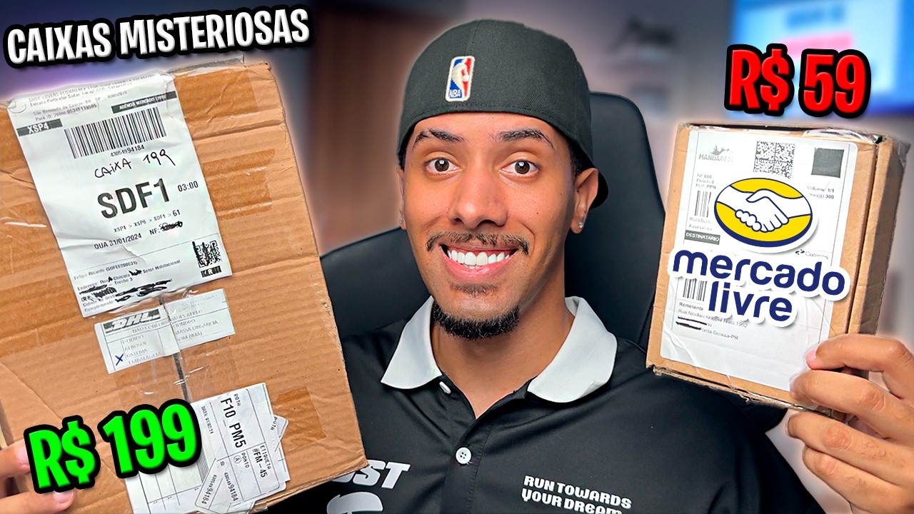COMPREI UMA CAIXA MISTERIOSA CARA E UMA BARATA DO MERCADO LIVRE E VEIO MUITA COISA!