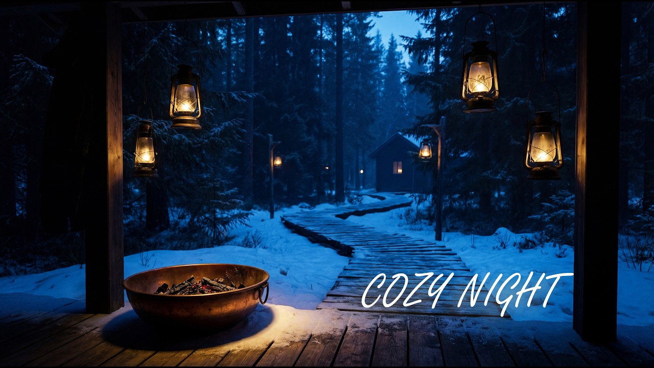 Cozy Winter Night Ambience ❄️ Snowy Forest & Lantern Light for Deep Sleep and Study