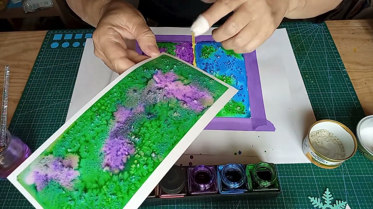 les encres de chez Action, technique pour fond de carte