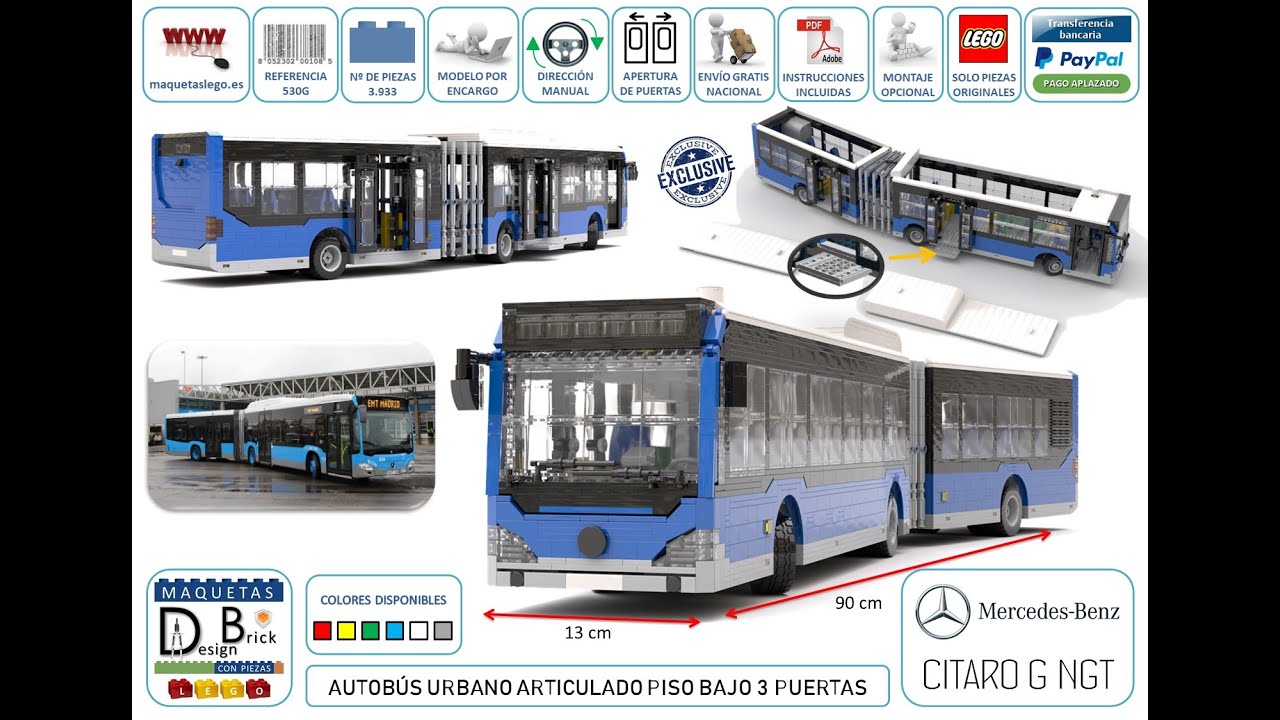 MOC Lego autobús articulado Mercedes-Benz Citaro G NGT EMT Madrid