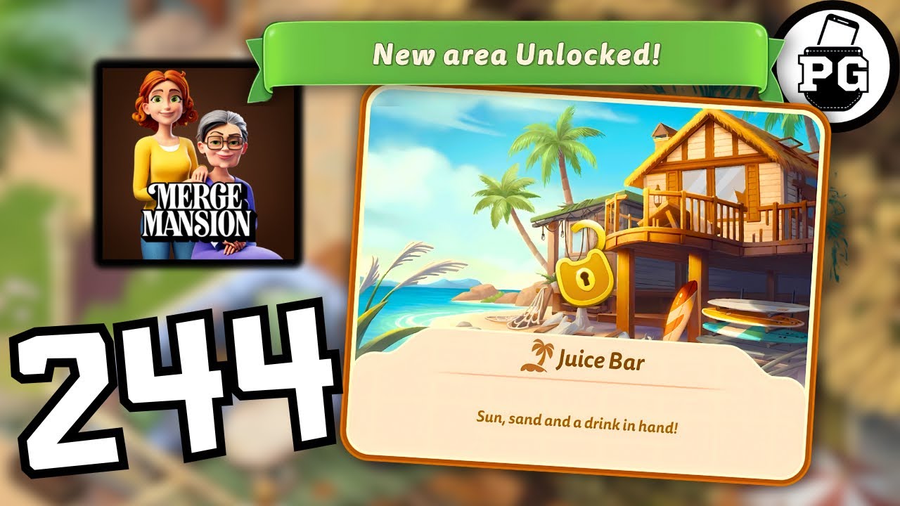 NEW Area On Beach Island Unlocked - Juice Bar ! 🏡 Merge Mansion - Gameplay Walkthrough |Part 244|
