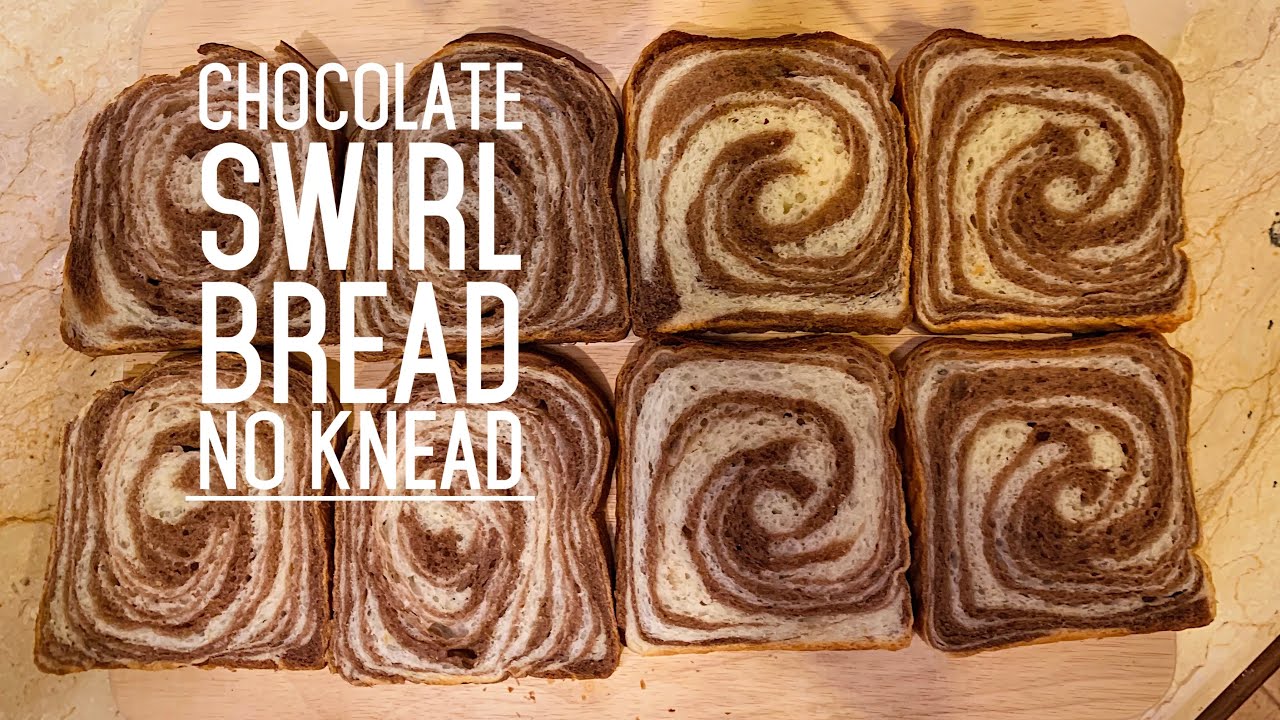 No Knead Chocolate Swirl Milk Bread 免揉面 巧克力 双色 螺纹 吐司 EASY BAKING 简单烘培 好吃又好看！Kids love it！小孩一定喜欢！