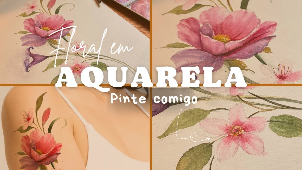 Pinte um FLORAL em AQUARELA comigo - Lena Mao 