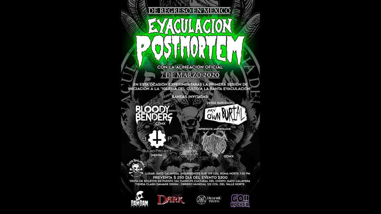 EYACULACIÓN POST MORTEM EN VIVO 7 DE MARZO GATO CALAVERA MÉXICO 2020