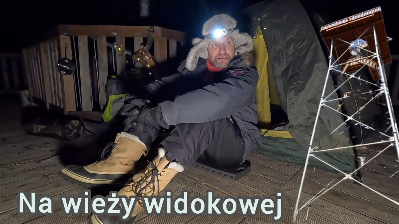 Wieża widokowa🗼 BOŻA WOLA, a  zorza polarna. Spanie w namiocie.
