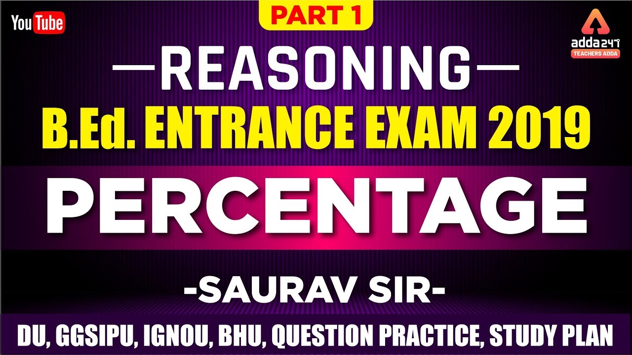 KVS , DSSSB,B.Ed ENTRANCE l Math | Percentage | Part 1 | Saurav Sir | 7:30 PM