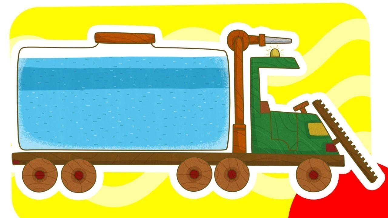 Carros de brinquedo. Um Limpador de ruas.  Desenho animado para criancas.