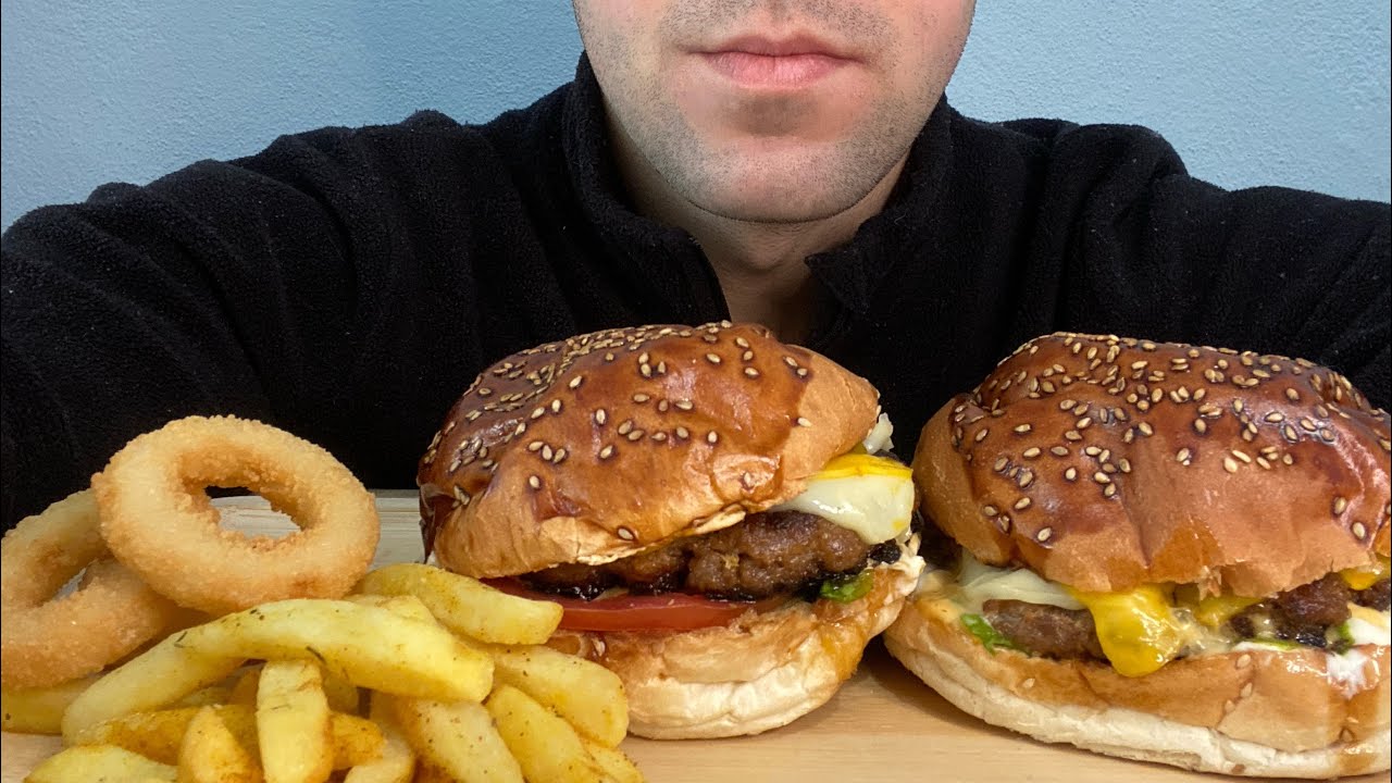 ASMR MUKBANG/ HAMBURGER ASMR🌯PATATES KIZARTMASI ASMR🍕SOĞAN HALKASI🍔CHEESE BURGER🍟