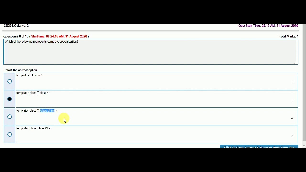 CS304 Quiz 2 Solution II VU, HMY Studio II Virtual University II Object Oriented Programming