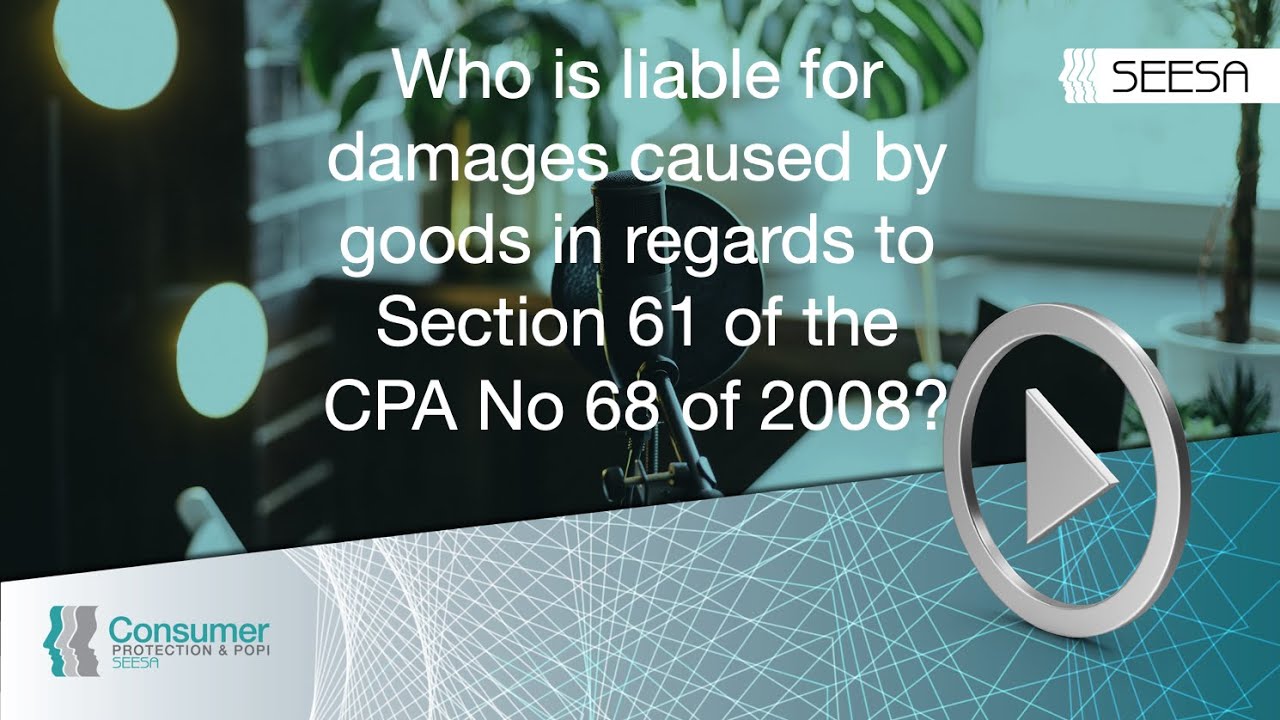Who is liable for damages caused by goods in regards to Section 61 of the CPA No 68 of 2008?