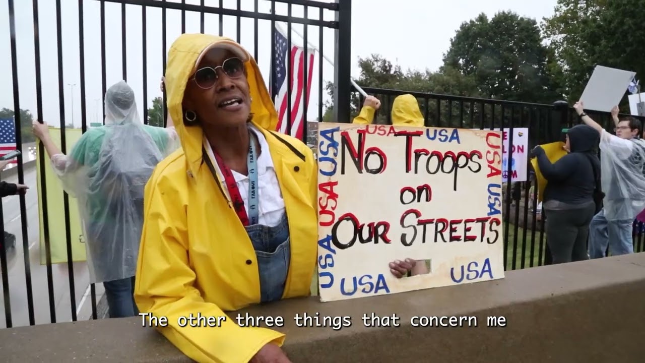 Mighty people at No Kings protest on Tamm Bridge in St. Louis, Missouri