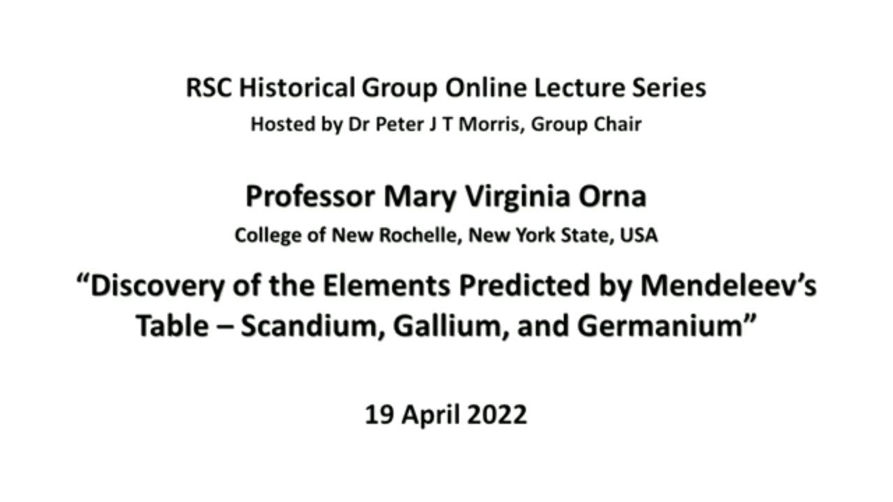Mary Virginia Orna: Discovery of the Elements Predicted by Mendeleev&rsquo;s Table