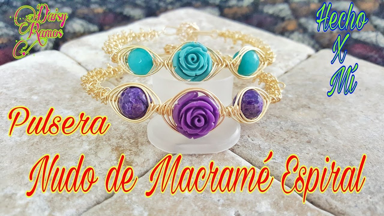 Hermosura de Pulsera en Nudo de Macramé Espiral, Diy