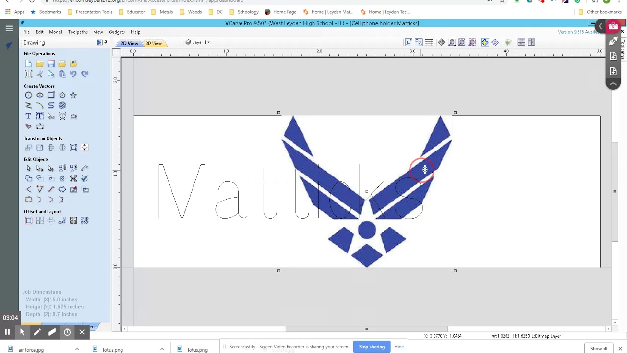 Saving/importing/tracing an image into V-carve