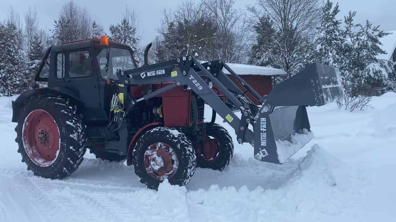 ❄️Неторопливая уборка снега❄️МТЗ с челюстным ковшом❄️
