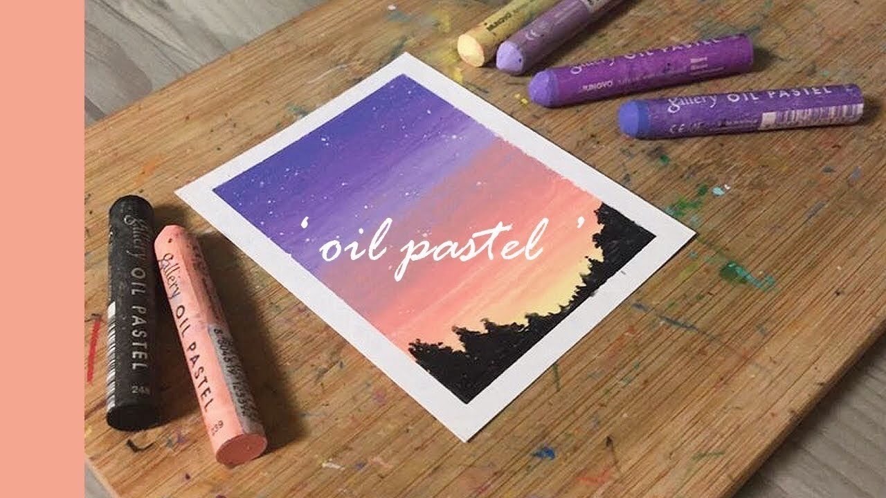 오일파스텔 풍경화 기초, 정말 간단한 노을 풍경 쉬운 그림그리기 초보 oil pastel drawing sunset sky landscape scenery