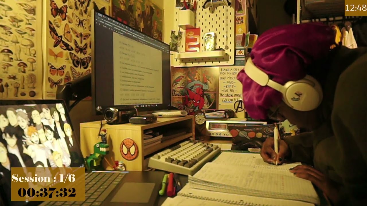 study with me 6hrs | 50/10 pomodoro and fireplace sounds