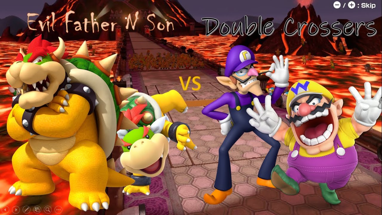 Mario Tennis Aces - Bowser and Bowser Jr vs Wario and Waluigi (Evil Father N Son vs Double Crossers)