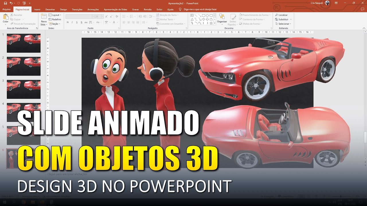 Slide Animado no Powerpoint - Efeito 3D com transformação de Objetos