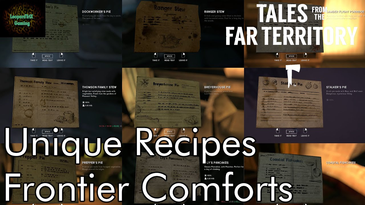 All Unique Recipes | Frontier Comforts | The Long Dark
