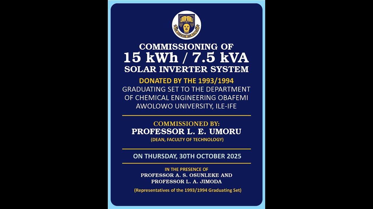 COMMISSIONING OF 15 kWh/7.5 kVA SOLAR INVERTER SYSTEM