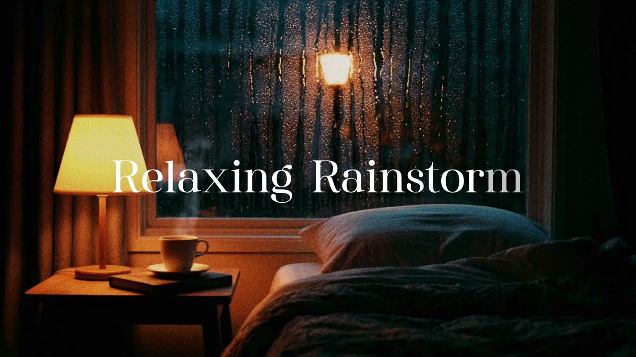 Heavy Rainstorm Outside the Window | Dark Cozy Sounds for Fast Sleep