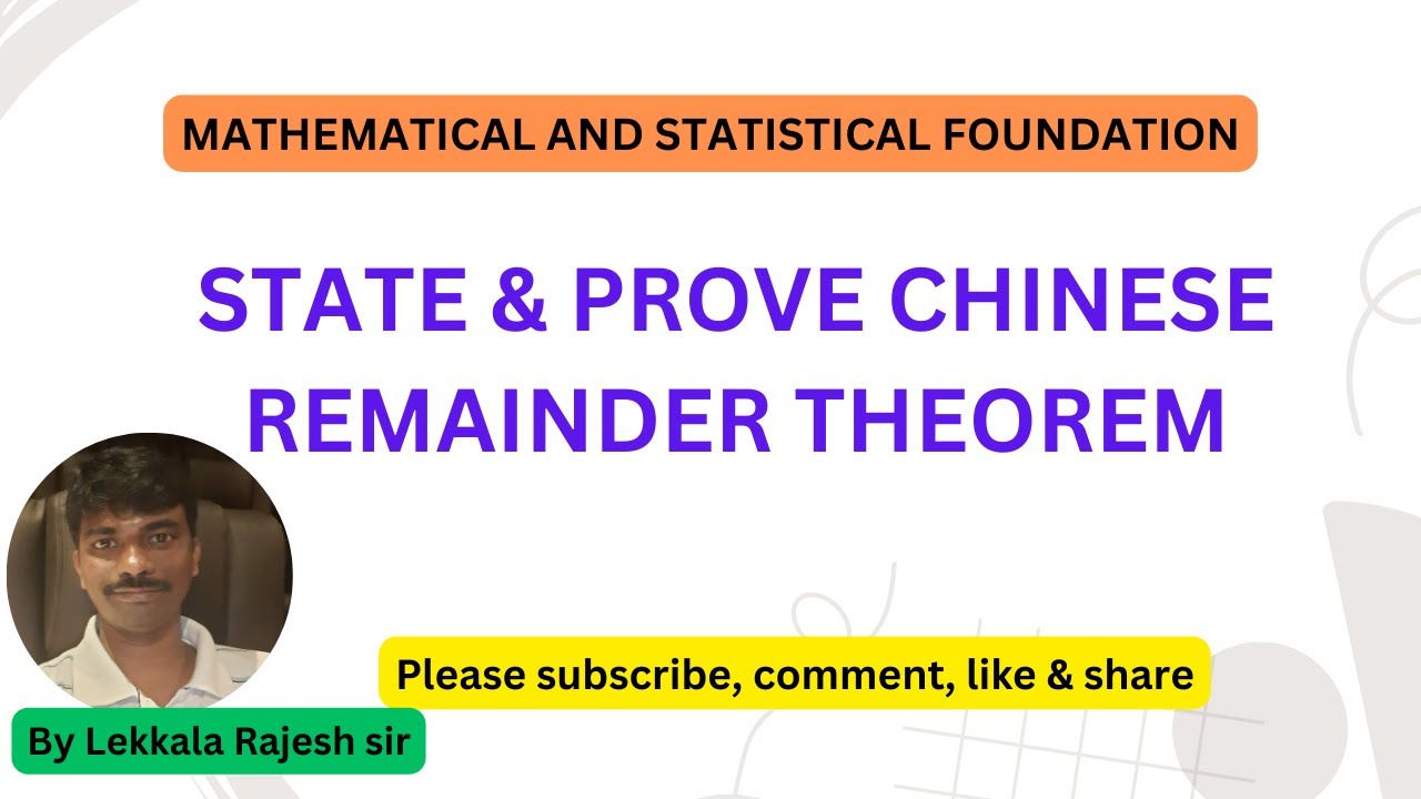 Chinese remainder theorem| MSF | RAJESHLEKKALU