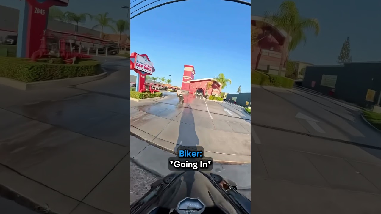 Biker Falls At Car Wash (Credit: @_675.aj on IG) #usa