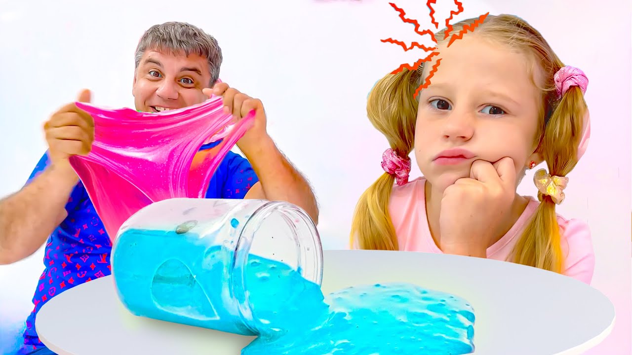 Nastya apprend à fabriquer un slime à l'école de slime - Série vidéo pour les enfants