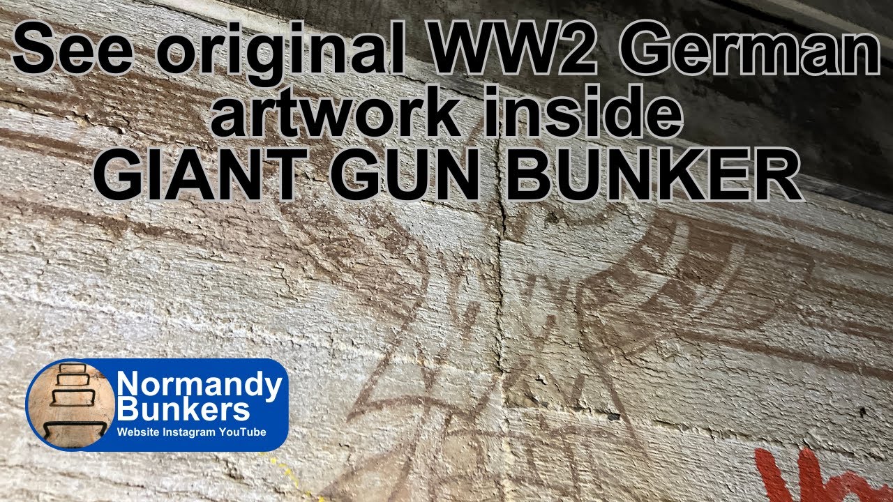 ORIGINAL WW2 ARTWORK LEFT INSIDE GIANT GUN BUNKER